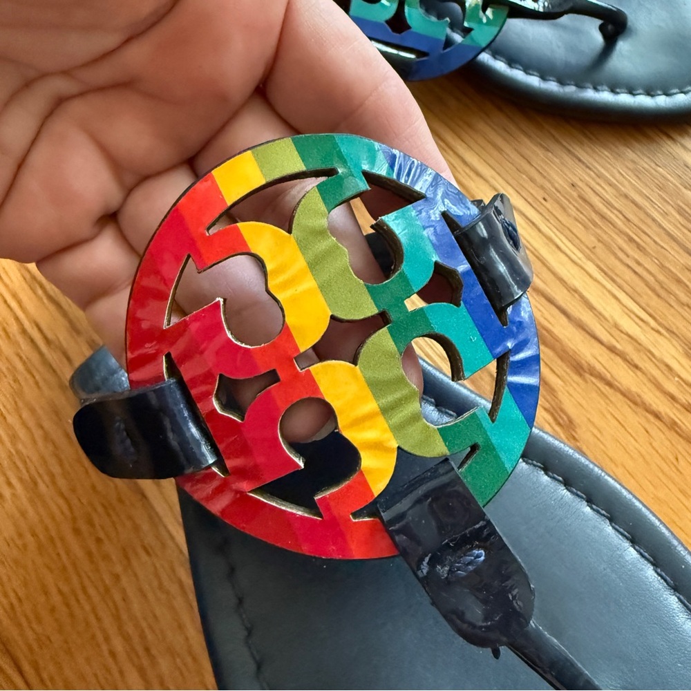 Tory Burch rainbow patent leather Miller sandals 9.5 - Picture 5 of 8